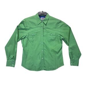 Roper Green Women’s L Western Pearl Snap Shirt Long Sleeve Cotton